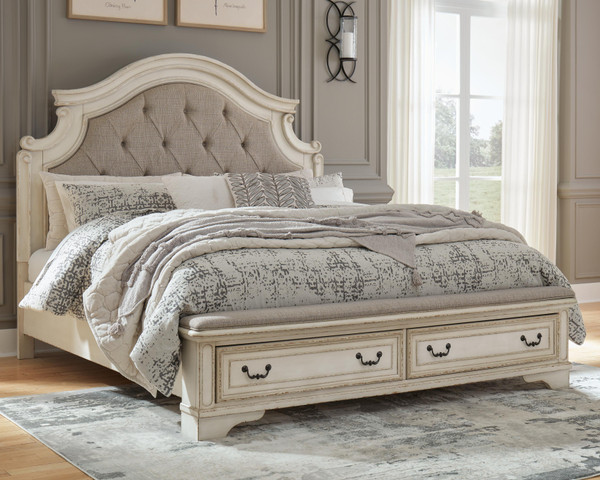 Ashley Realyn Two-tone King Upholstered Storage Bed
