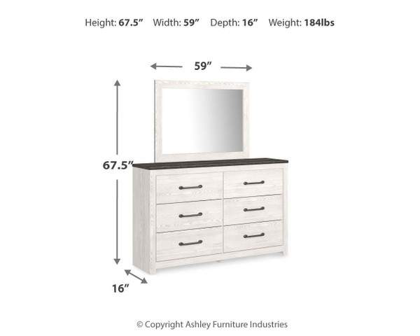 Ashley Gerridan White Gray Dresser and Mirror