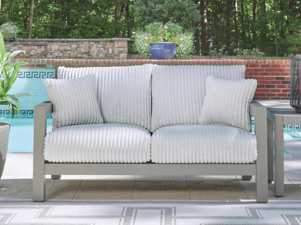 Ashley Moonlight View Gray Outdoor Loveseat with Cushion