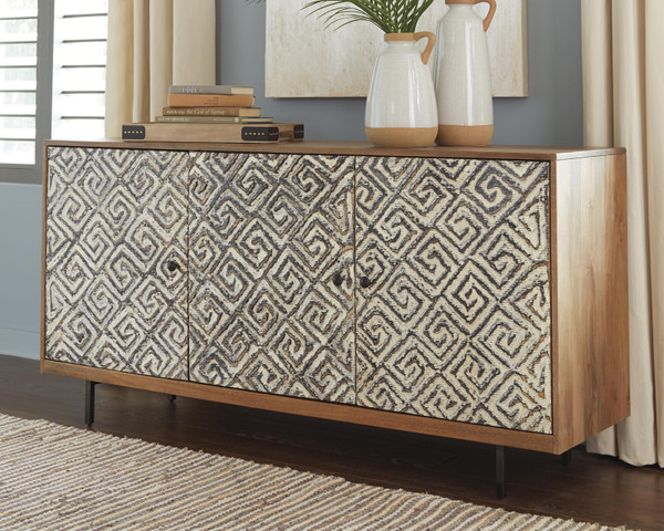 Ashley Kerrings Brown Black White Accent Cabinet