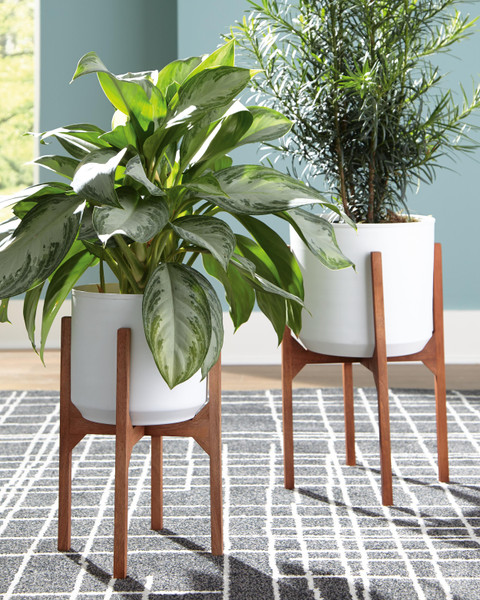 Ashley Dorcey White Brown Planter (Set of 2)