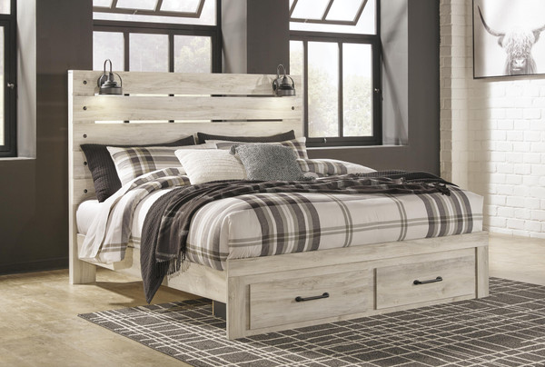 Ashley Cambeck Whitewash King Panel Storage Bed
