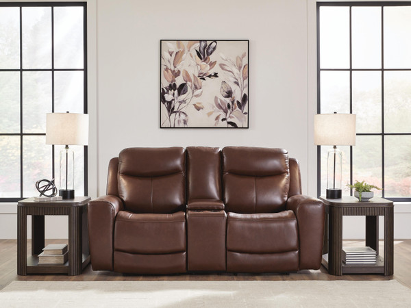 Ashley Momentum Moves Mahogany Power Reclining Loveseat with Console
