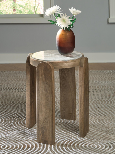 Ashley Gavrilley Gray White Brown Accent Table