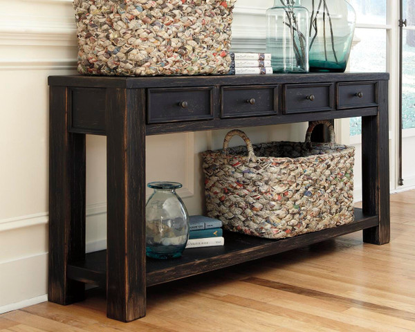Ashley Gavelston Black Sofa/Console Table