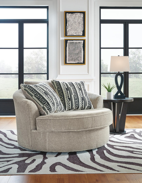 Benchcraft Calnita Sisal Oversized Swivel Accent Chair