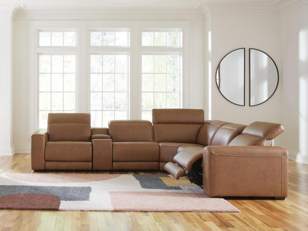 Ashley Rally-Up Caramel 6-Piece Power Reclining Sectional with Console
