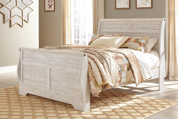 Ashley Willowton Whitewash Queen Sleigh Bed