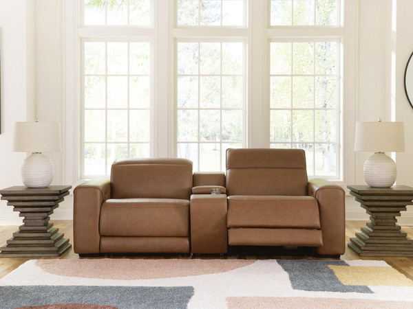 Ashley Rally-Up Caramel 2-Piece Power Reclining Sectional Loveseat with Console