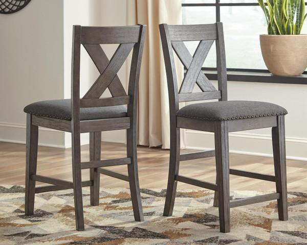 Ashley Caitbrook Gray Counter Height Upholstered Bar Stool (Set of 2) D388-124