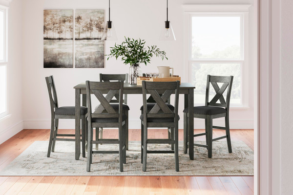 Ashley Caitbrook Gray Counter Height Dining Table and Bar Stools (Set of 7)