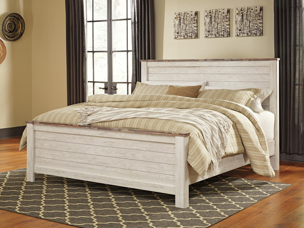 Ashley Willowton Whitewash King Panel Bed