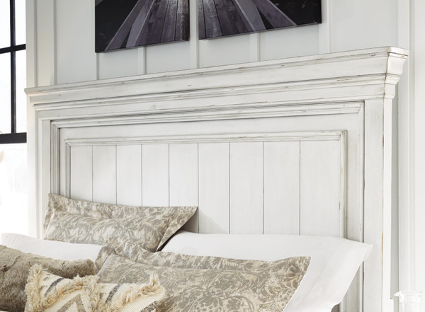 Benchcraft Kanwyn Whitewash California King Panel Bed with Storage Bench