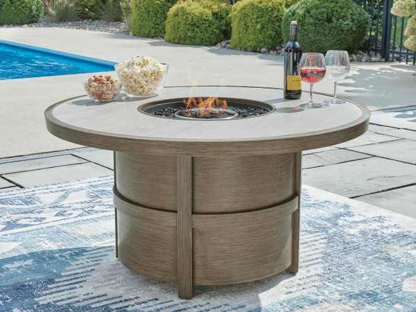 Ashley Rainier Ranch Beige Fire Pit Table