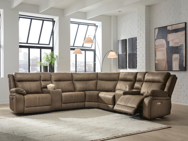Ashley Max-Media Biscotti 7-Piece Power Reclining Sectional with Audio Consoles 82305/46(2)/58/60(2)/62/77