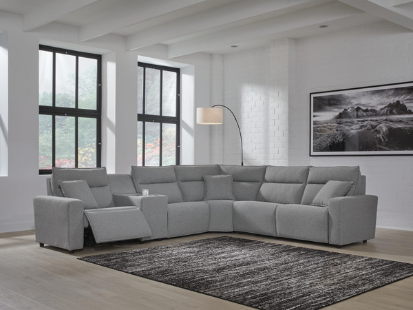 Ashley Modmax II Salt and Pepper 6-Piece Reclining Sectional with Console