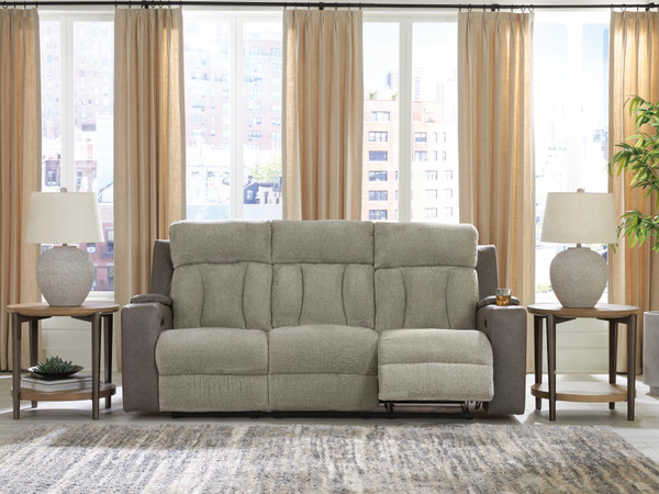 Ashley Stately Check Sisal Power Reclining Sofa