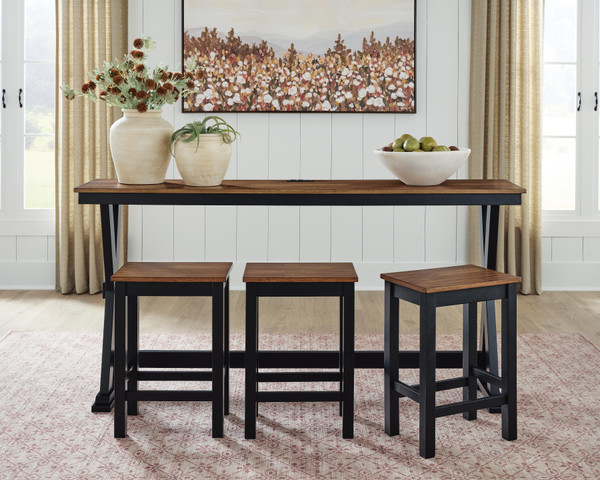 Ashley Wildenauer Brown Black Counter Height Dining Table and 3 Barstools Set (Set of 4)