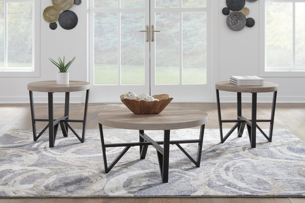 Ashley Deanlee Grayish Brown Black Table (Set of 3)