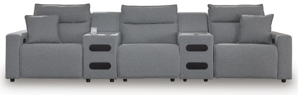 Ashley Modmax II Salt and Pepper 5-Piece Reclining Sectional with Audio Consoles