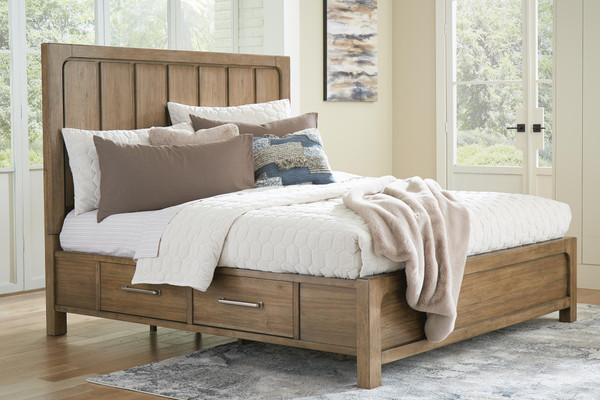 Ashley Cabalynn Light Brown California King Panel Bed with Storage