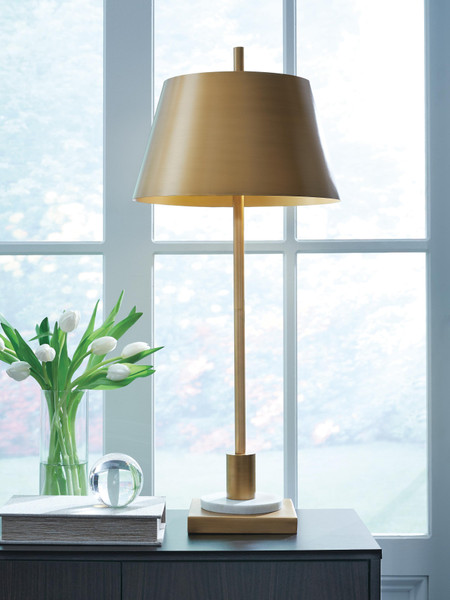 Ashley Fritzburn Gold Finish White Table Lamp