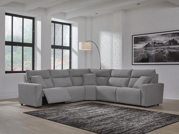 Ashley Modmax II Salt and Pepper 5-Piece Power Reclining Sectional