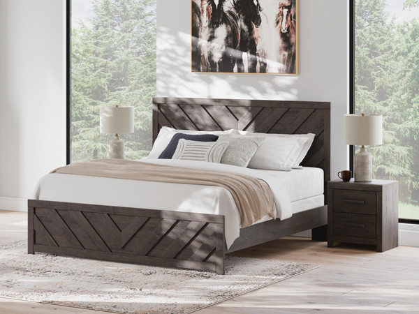 Ashley Prendonea Charcoal King Panel Bed