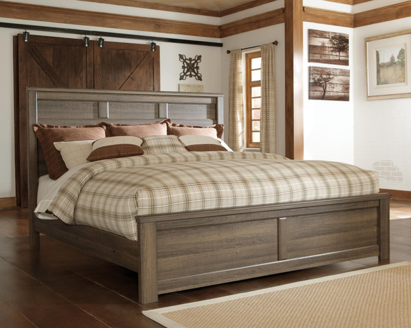 Ashley Juararo Dark Brown King Panel Bed