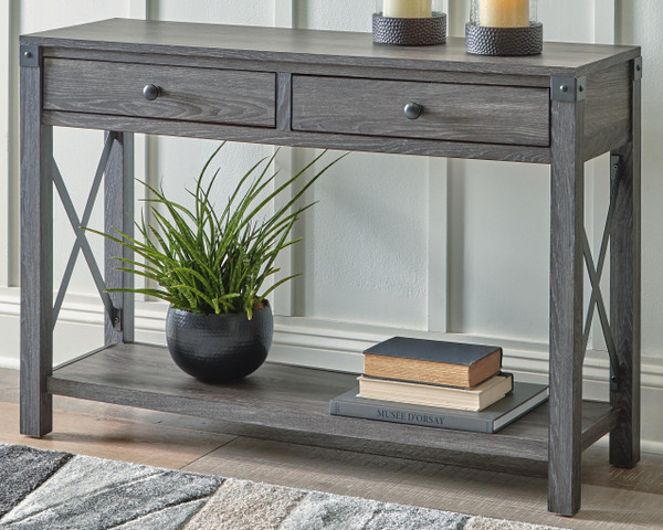 Ashley Freedan Grayish Brown Sofa/Console Table
