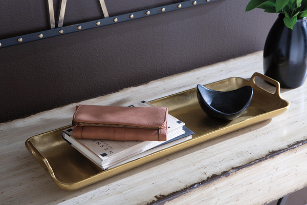 Ashley Posy Gold Finish Tray