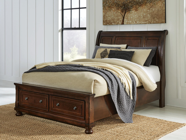 Ashley Porter Rustic Brown Queen Sleigh Storage Bed
