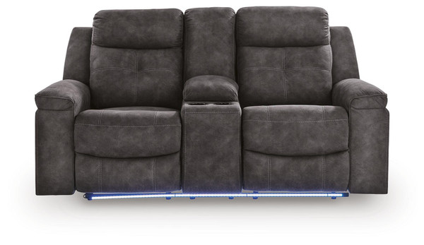 Benchcraft Brysonview Charcoal Reclining Loveseat with Console