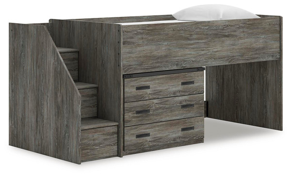 Ashley Frandern Warm Gray Twin Loft Bed with Drawer Storage