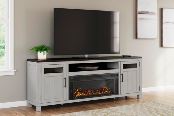 Ashley Darborn Gray Brown 88" TV Stand with Electric Fireplace