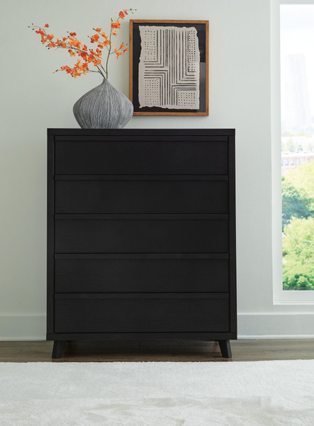 Ashley Danziar Black Wide Chest of Drawers