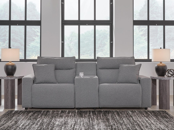 Ashley Modmax II Salt and Pepper 3-Piece Power Reclining Sectional with Console