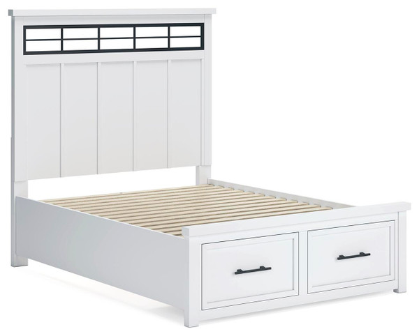 Benchcraft Ashbryn White Natural Queen Panel Storage Bed