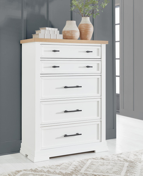 Benchcraft Ashbryn White Natural Chest of Drawers