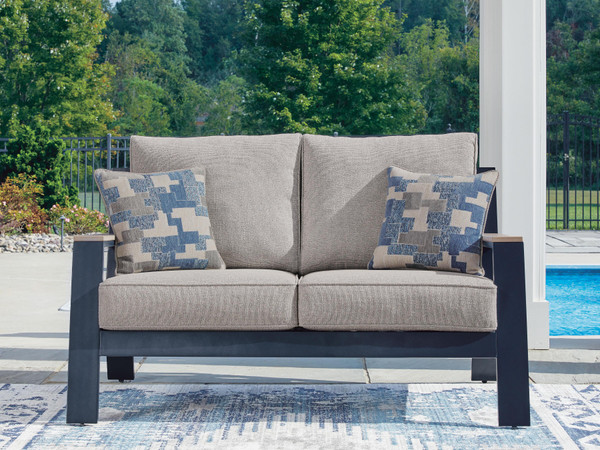 Ashley Mabry Shores Navy Blue Driftwood Outdoor Loveseat with Cushion