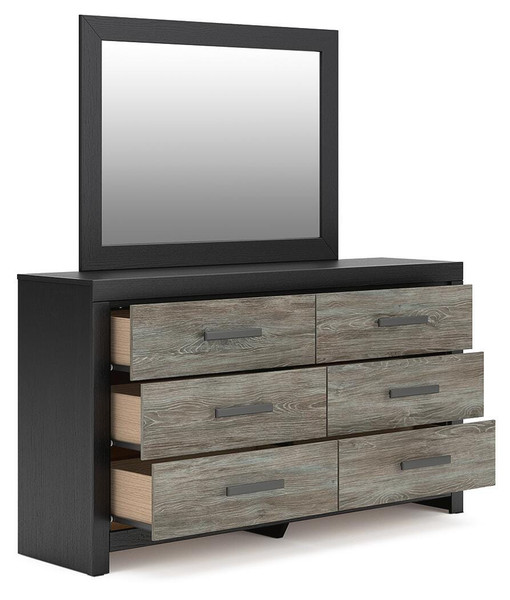 Ashley Jonnifer Black Gray Dresser and Mirror