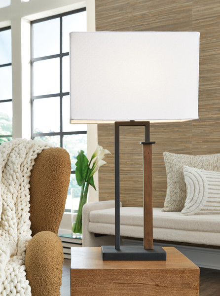 Ashley Voslen Black Brown Table Lamp (Set of 2)