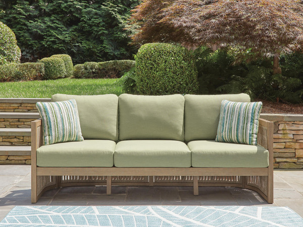 Ashley Vision Lane Beige Green Outdoor Sofa with Cushion
