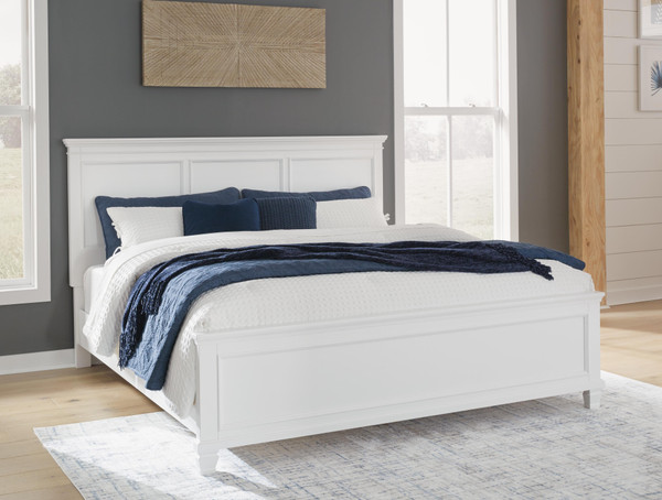 Ashley Fortman White King Panel Bed