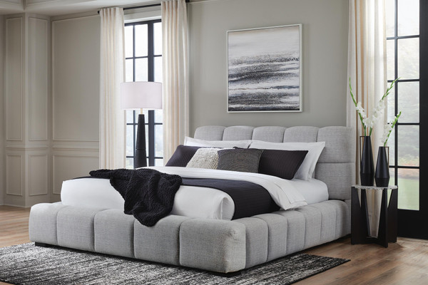 Ashley Jesstean Light Gray Queen Upholstered Bed