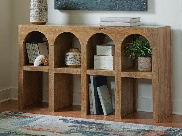 Ashley Luzmanacy Natural Brown Console Sofa Table