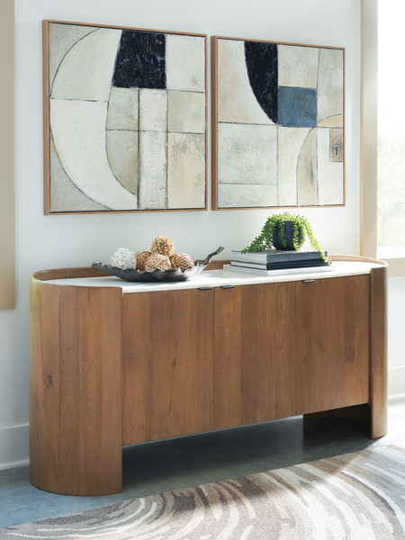 Ashley Fitzroy Brown White Accent Cabinet