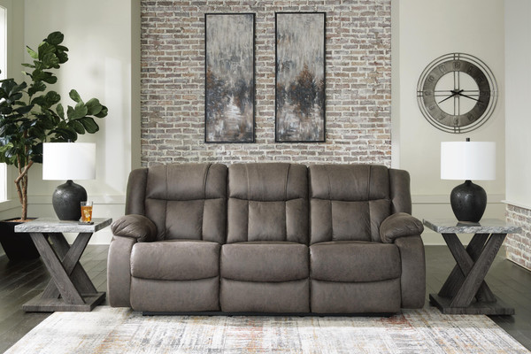 Ashley First Base Gunmetal Reclining Sofa