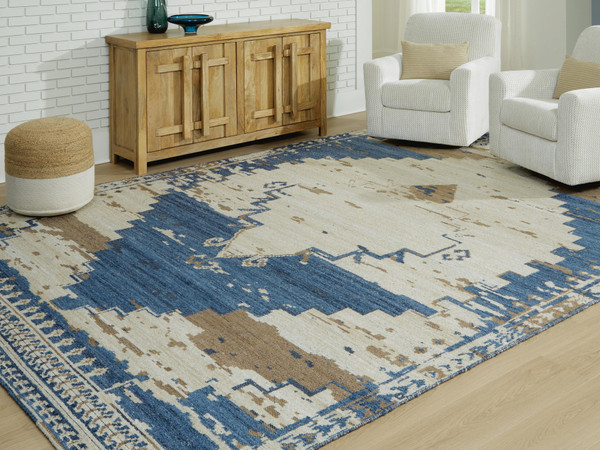 Ashley Varnler Blue Brown Tan 10' x 14' Rug