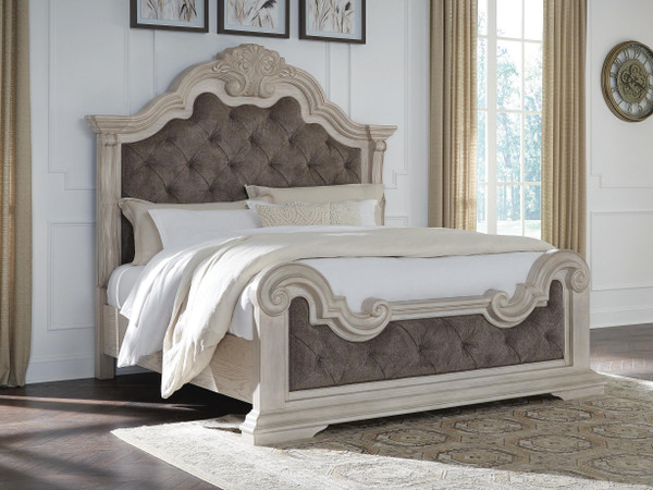 Ashley Andonhall Antique White California King Upholstered Panel Bed